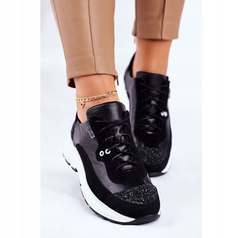 Sportssko til kvinder Sneakers Maciejka Læder 04845-01 sort 1