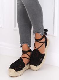 Sorte gennembrudte espadriller YQ233 Black II Quality 2