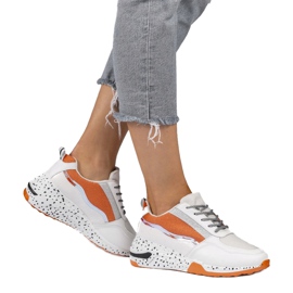 Hvide sportssko med sorte skær C-3151 orange sølv 1