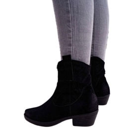 BUGO Cowboystøvler til kvinder Suede Black Ferders sort 3