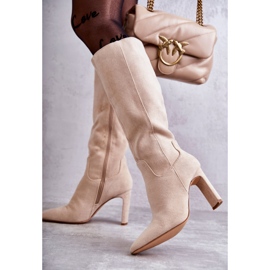 FRGIV Knee-støvler til kvinder Beige Truly Love 2