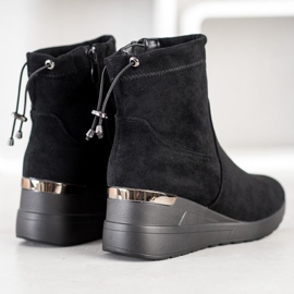 Camo Suede Wedge Støvler sort 1