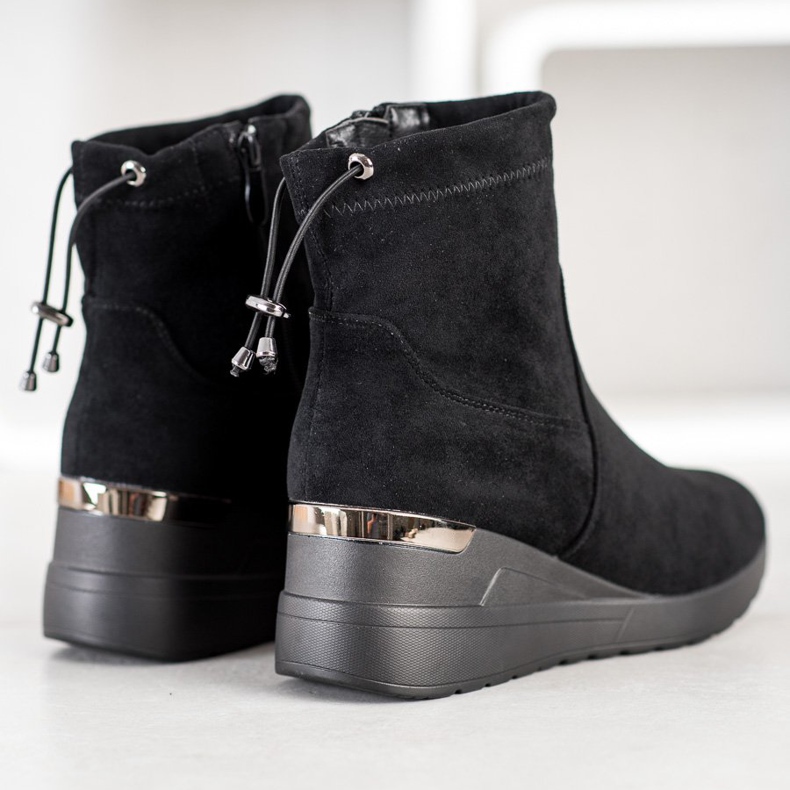 Camo Suede Wedge Støvler sort 1