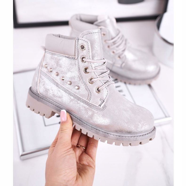 MSMG Børns varme støvler med Studs Silver Gonzo sølv 2