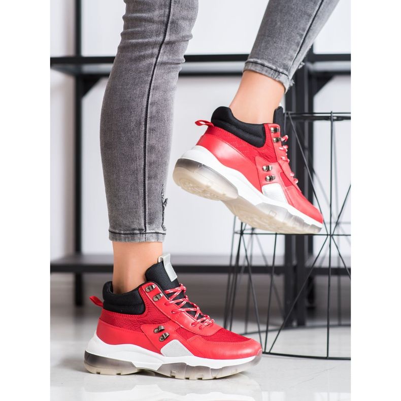 SHELOVET Mode røde sneakers sort 1