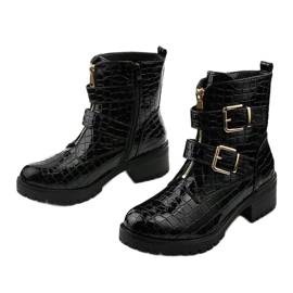 Sorte flade isolerede, lakerede Lineley støvler 2