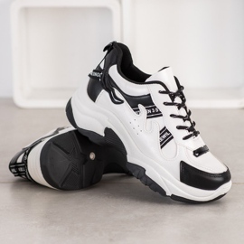 SHELOVET Komfortable Eco Leather Sneakers hvid sort 1