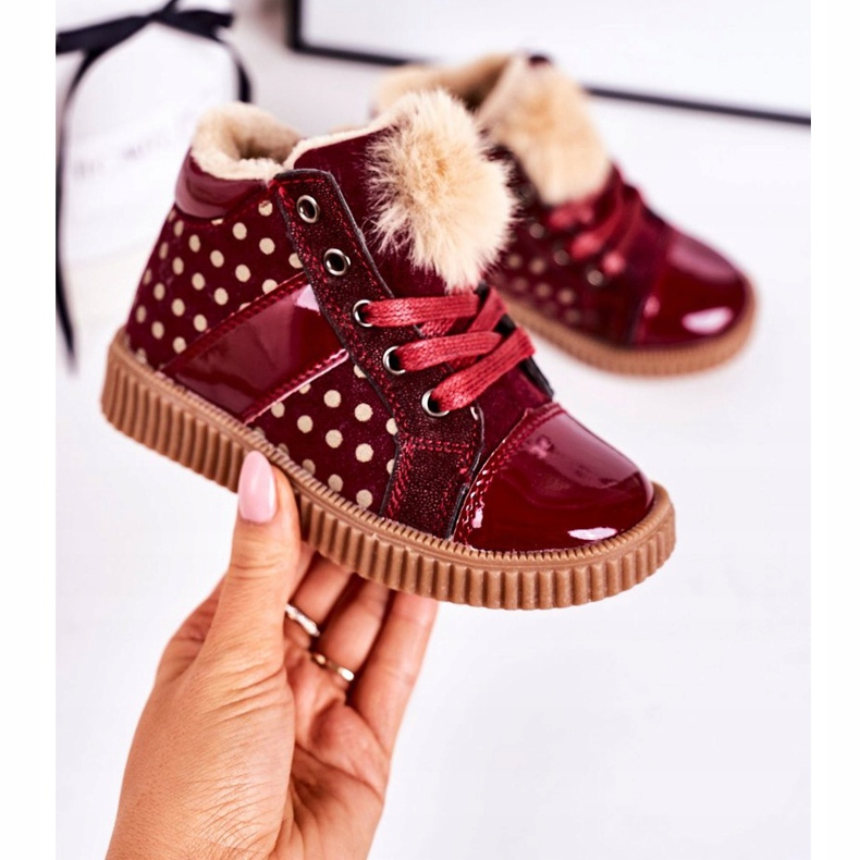 PL1 Børnes varme støvler sneakers i røde prikker Anastasia 2