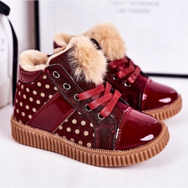 PL1 Børnes varme støvler sneakers i røde prikker Anastasia 1