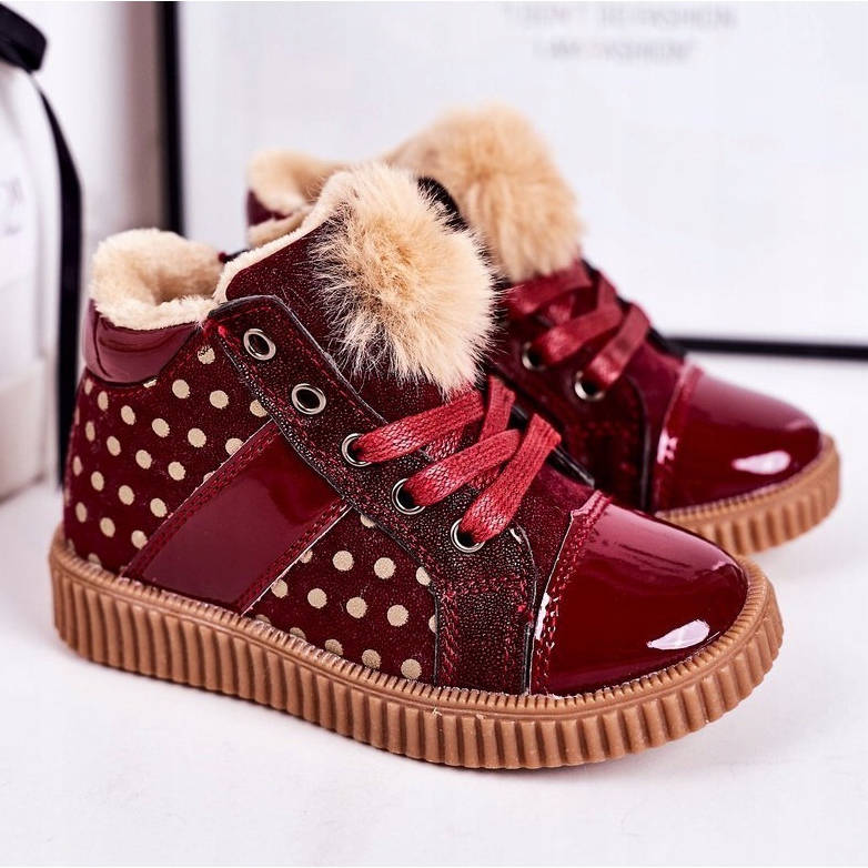 PL1 Børnes varme støvler sneakers i røde prikker Anastasia 1