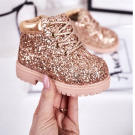 Børns Brokade varme støvler Trappers Pink Gold Mermaid lyserød gylden 2