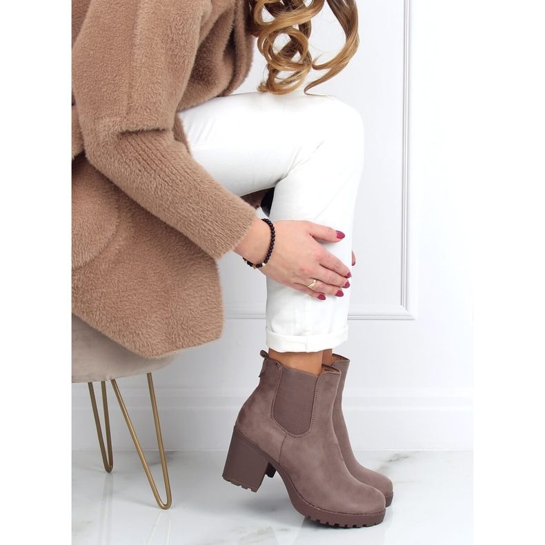 Chelsea støvler med brede hæle, beige B2880FE-KB Khaki 1