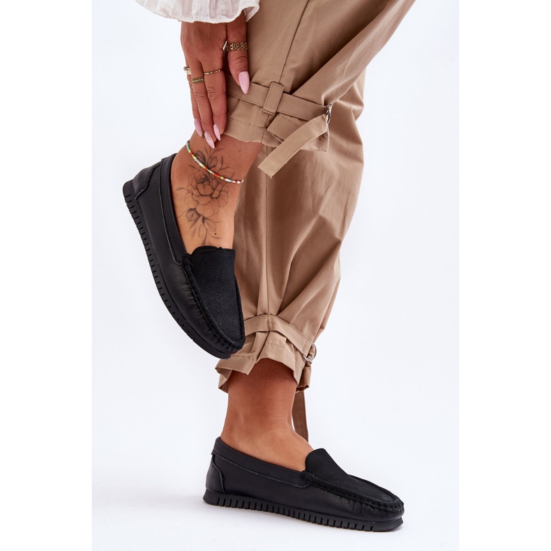 Dame klassiske læder loafers S.Barski LR97630 sort 1