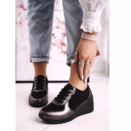 S.Barski Kvinders læder wedge sneakers sort Roxette 2