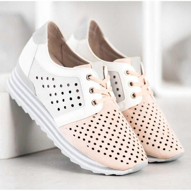 Aclys Openwork sneakers hvid lyserød grå 2