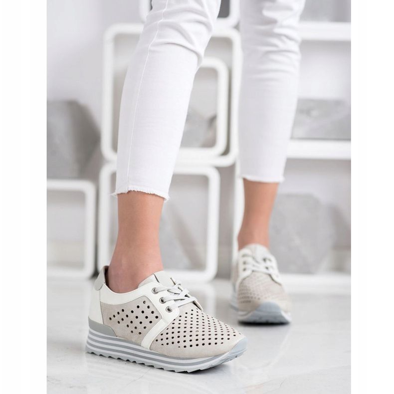 Aclys Openwork sneakers beige hvid grå 1