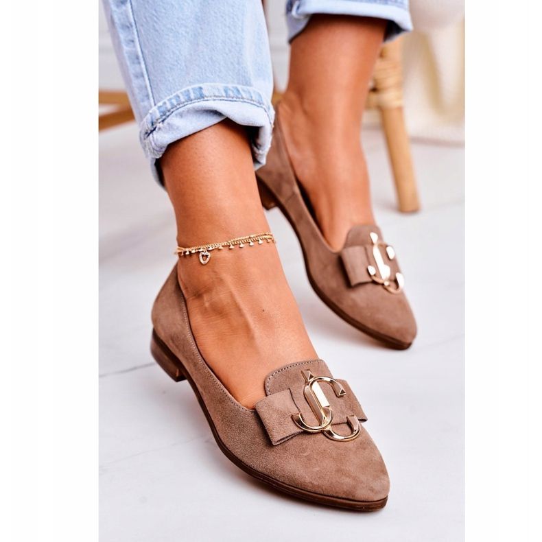 Nicole Dame ruskind loafers Ballerinas lys brun Mary-Jane 1