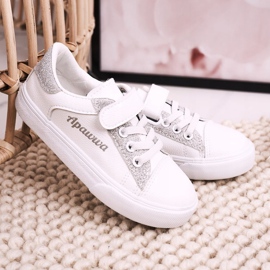 Apawwa Børnesneakers med brokade hvid og sølv Camila 2