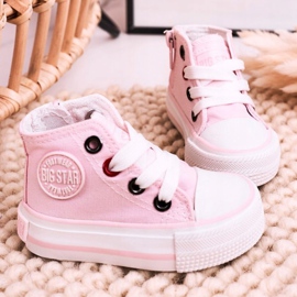 Børns høje sneakers med lynlås Big Star HH374087 Pink lyserød 1