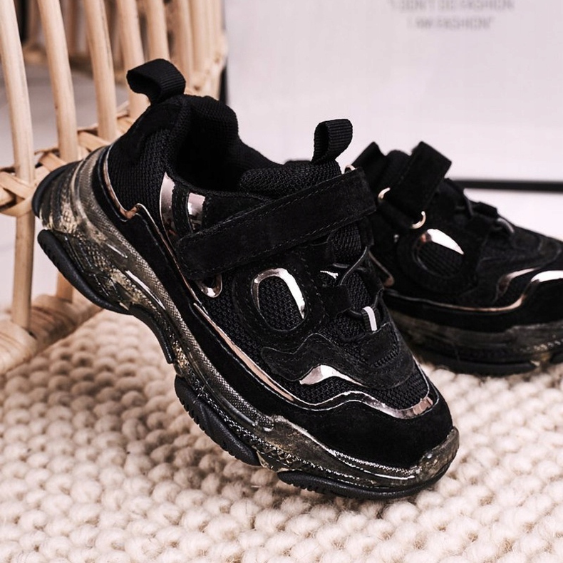 Apawwa Børns sportssko sneakers med gennemsigtig sål sort Bailey 1