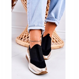 Nicole Women's Leather Wedge Sneakers Black Golden Frances sort 5