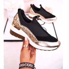 Nicole Women's Leather Wedge Sneakers Black Golden Frances sort 8