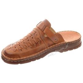 ŁUKPOL Læder hjemmesko til mænd 803 brun 2