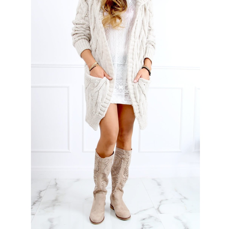 Åbne støvler skjult kile beige ST-56P Beige 2