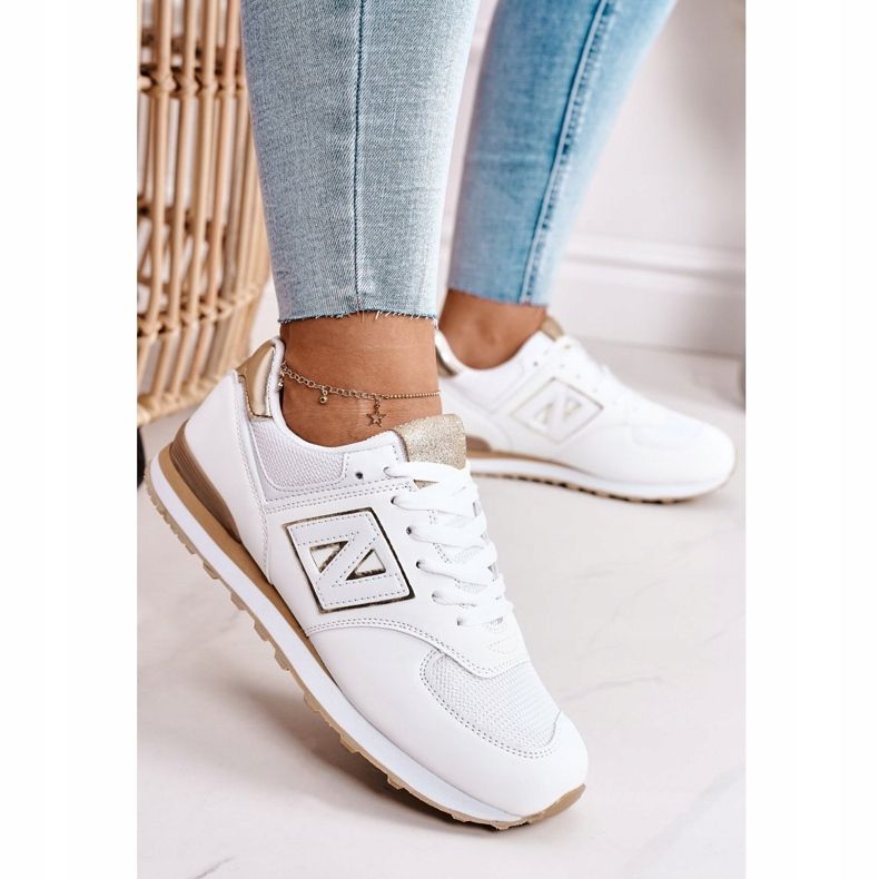 Sportssko til kvinder Sneakers Hvid og guld sidste minut gylden 2
