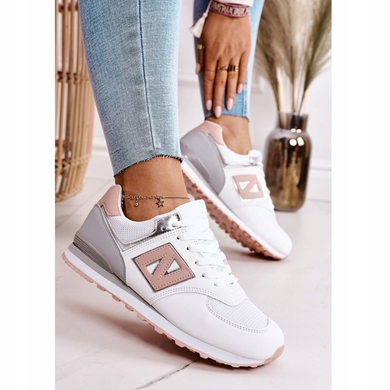 Sportssko til kvinder Sneakers Hvid og Pink Last Minute lyserød grå 2