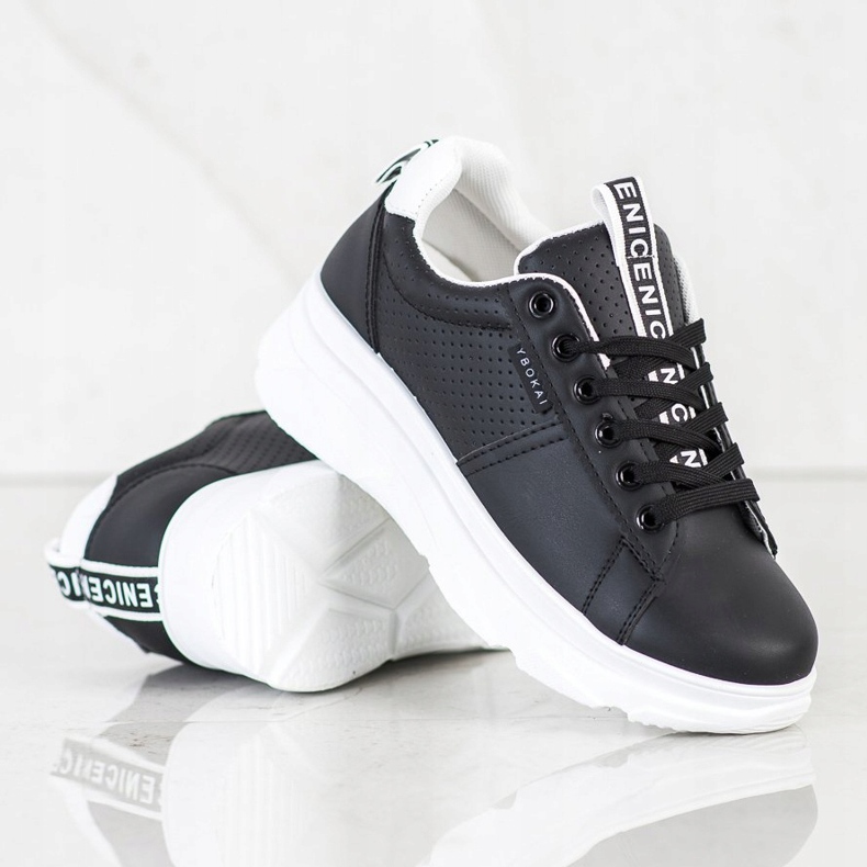 SHELOVET Sneakers på den hvide flotte platform sort 1