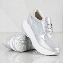 Bestelle Sølv sneakers med glitter grå 4