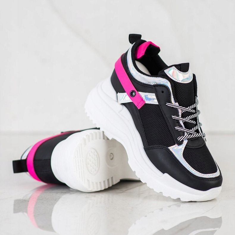 Marquiz Wedge Sneakers sort lyserød 1