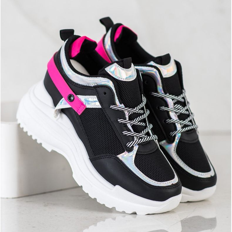 Marquiz Wedge Sneakers sort lyserød 2