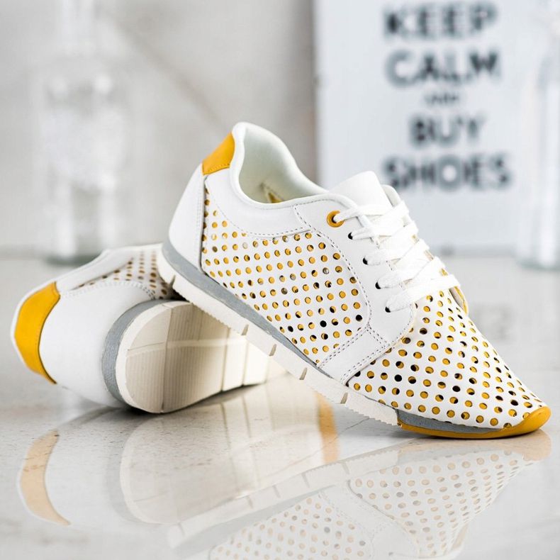Kylie Hvide og gule Openwork sneakers 2