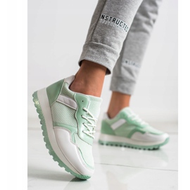 Bestelle Sneakers med glitterplatform hvid grøn 3