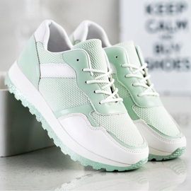Bestelle Sneakers med glitterplatform hvid grøn 2