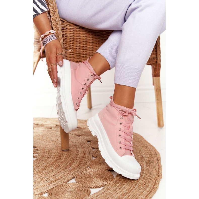 FB2 Kvinders høje sneakers på en stor sål i pink Trissy lyserød 1