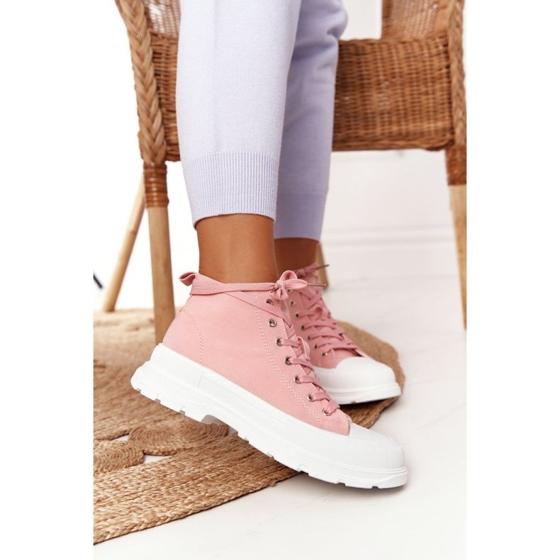 FB2 Kvinders høje sneakers på en stor sål i pink Trissy lyserød 2