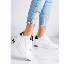 Ideal Shoes Spring Wedge Sneakers hvid sort 1