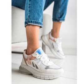 SHELOVET Sneakers på platformen med mesh hvid 1