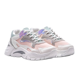Hvide og lyserøde Lesly sneakers 1