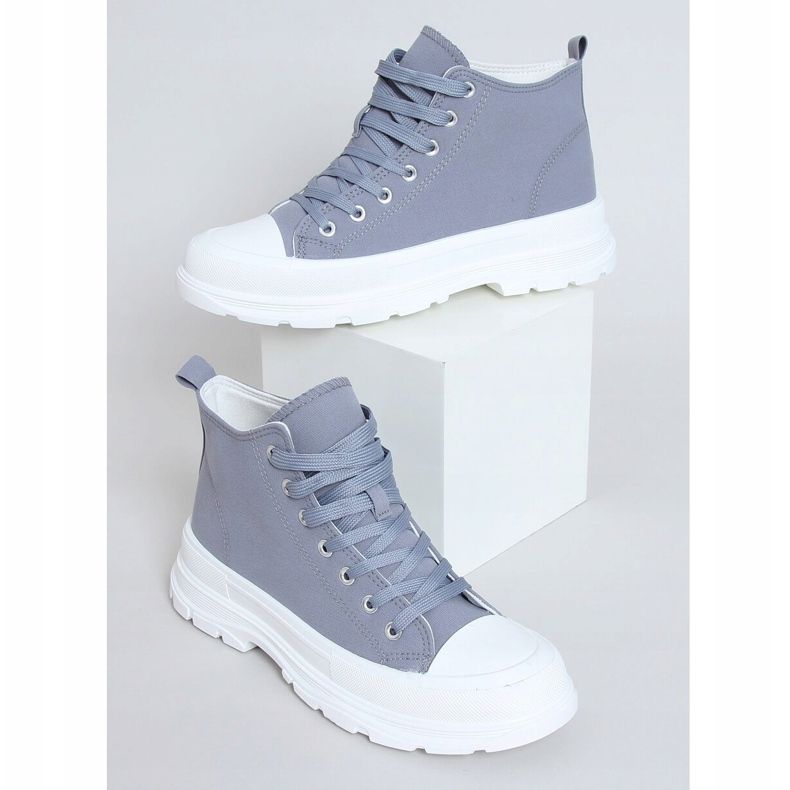Grå kvinders sneakers LA123 blå 1