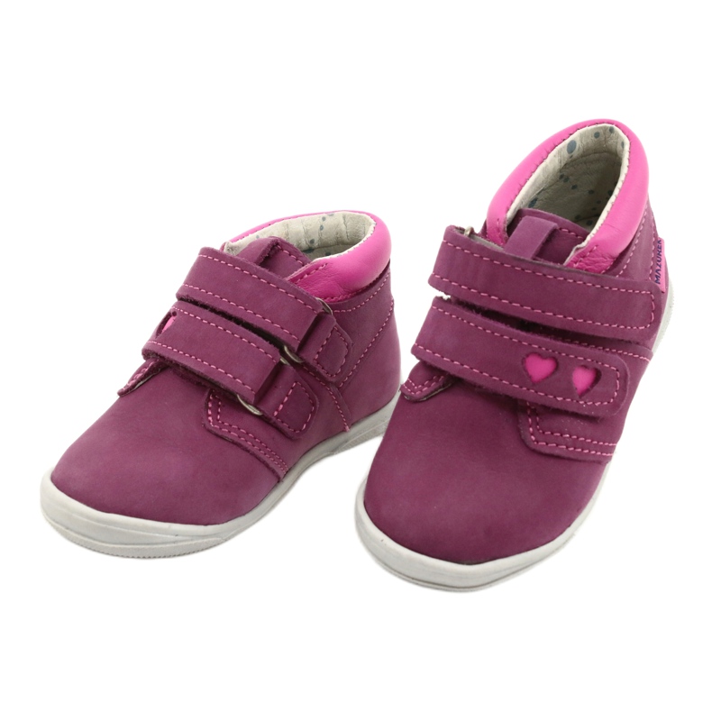 Mazurek Læder sportssko med velcro 1355 fuchsia-pink lyserød 2