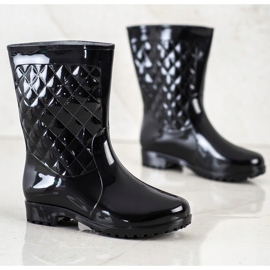 Bona Skinnende Quiltede Wellies sort 1