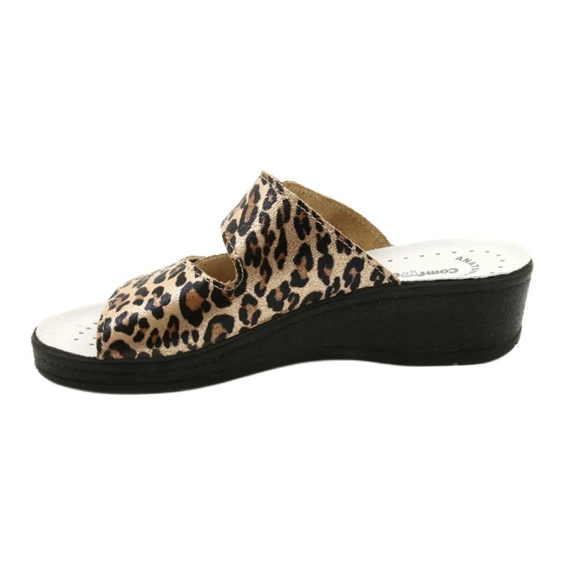 Kvinders læder flip flops leopard print beige 1