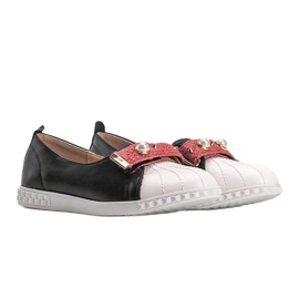 Sorte loafers med Deanna -perler 1