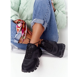 Kvinders sorte sneakers på stor sål sort New York 1