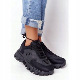 Kvinders sorte sneakers på stor sål sort New York 2