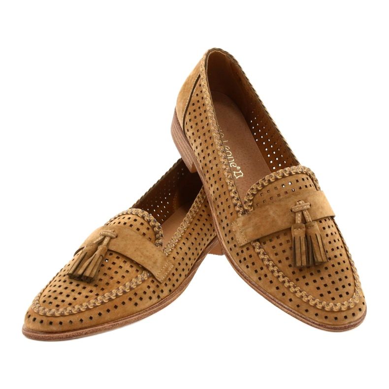 Openwork ruskind loafers Sergio Leone MK735 Camel brun 3